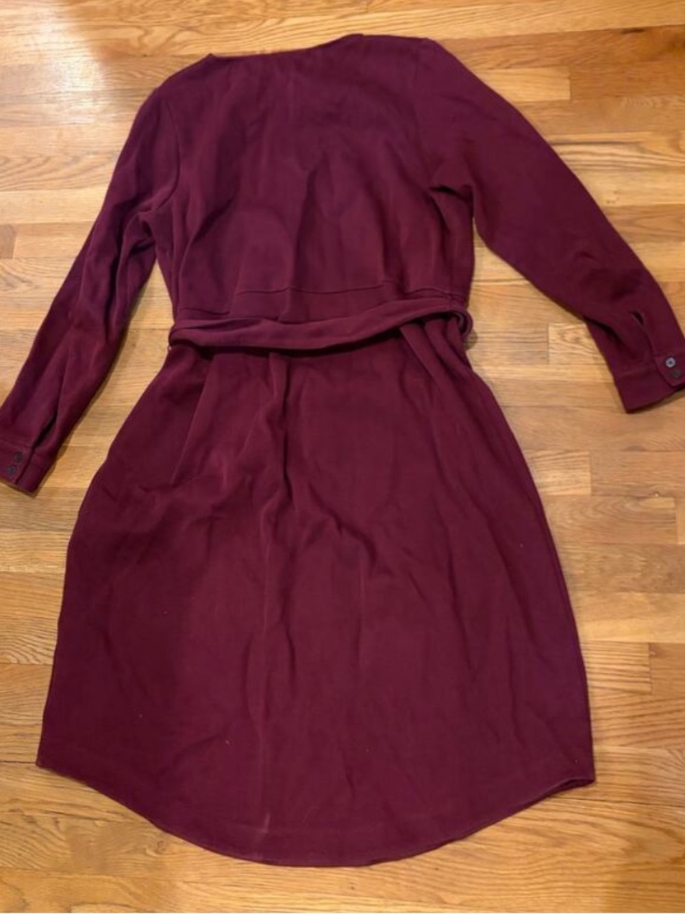 Boden Burgundy Midi Dress with Waist Tie - Picture 8 of 9